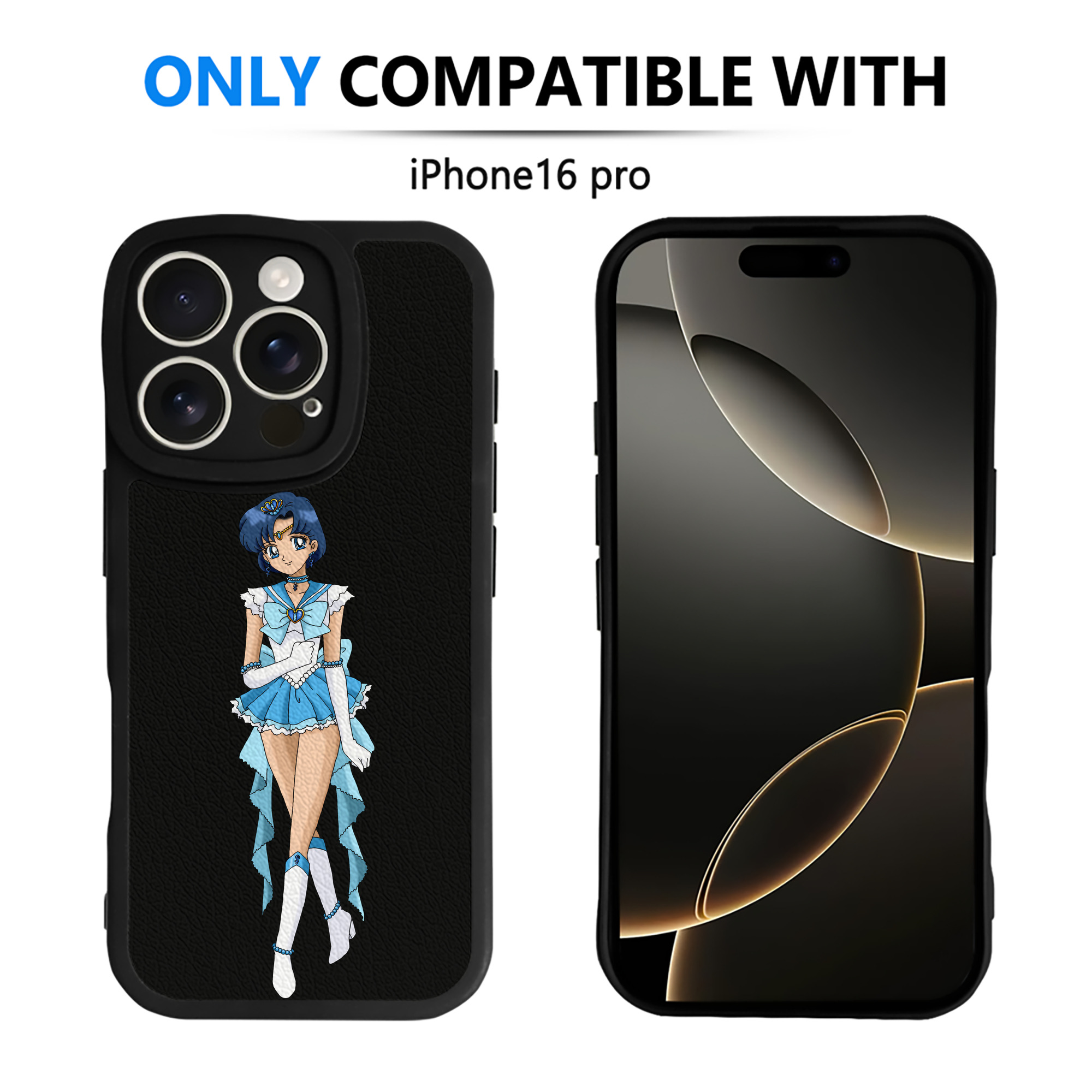 （画像用） 美少女戦士セーラームーン 水野 亜美 みずの あみ Sailor Moon Mizuno Ami 【iPhone 16シリーズ対応】シリコンスマホケース（レザー調） 材質：シリコン